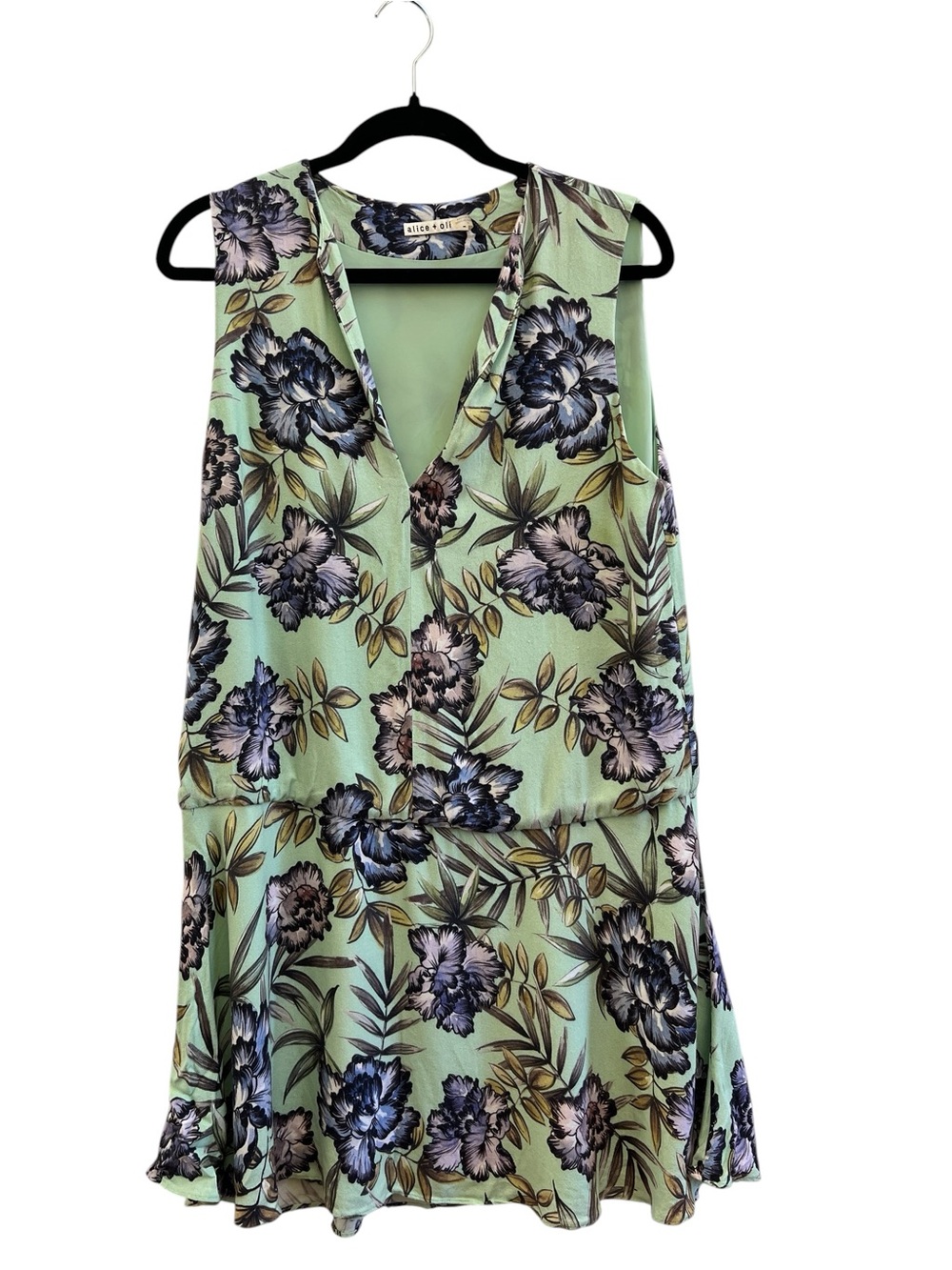 Alice + Olivia Brook Oasis Floral Drop Waist Tea Dress Garden Party Size 12